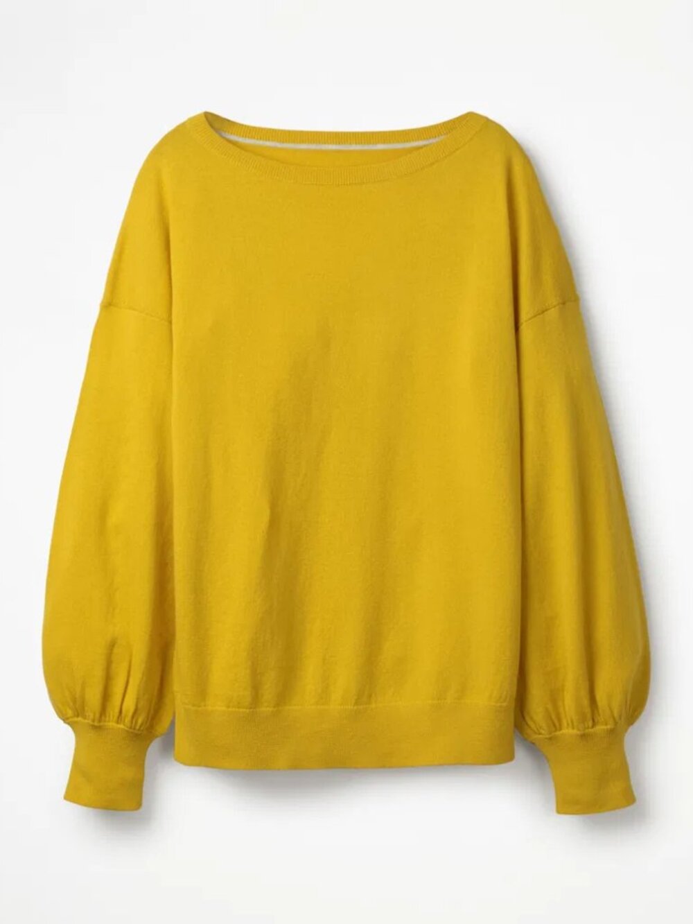 BODEN S Yellow Muriel Wool Blend Jumper Sweater Balloon Sleeves Boatneck